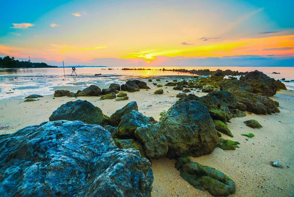 Krásný Západ Slunce Pláži Nuvasa Bay Batam Island — Stock fotografie