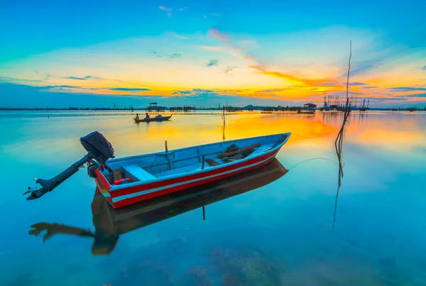 Beauty Sunset Traditional Boat Fisherman Village Batam Island — Stock Photo, Image