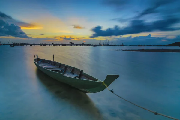 Bateau Traditionnel Coucher Soleil — Photo