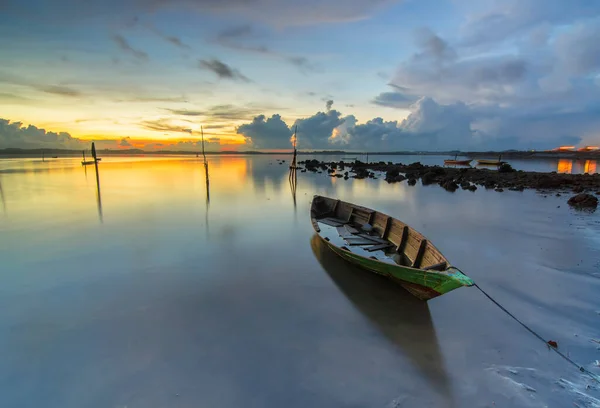 Beauty Sunset Traditional Boat — Stock Photo, Image