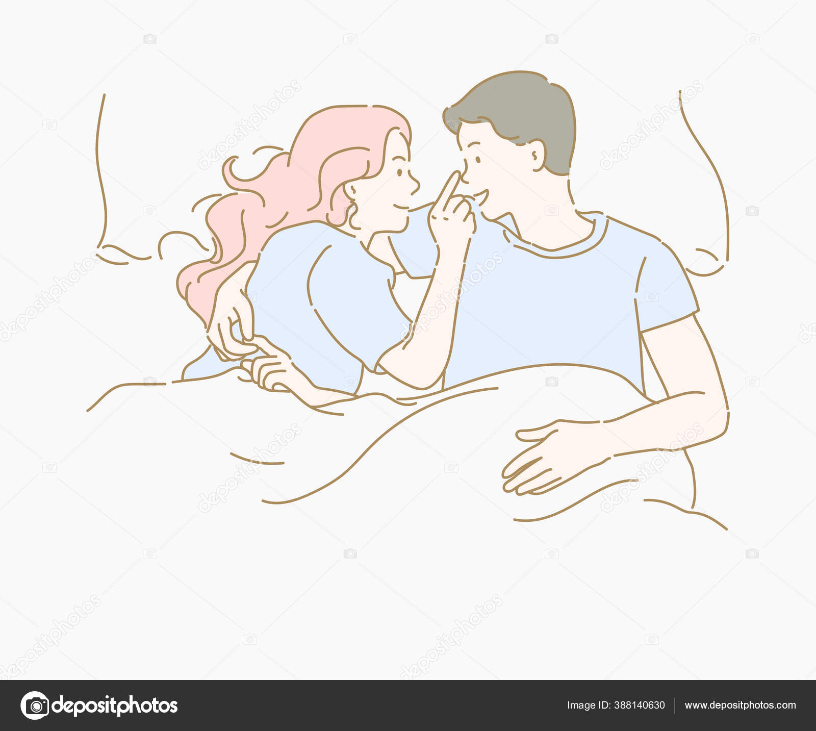 Upset Couple In Bed stock photos  OFFSET