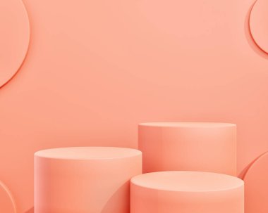 Soyut pembe renk geometrik arka plan, ürün sunumu podyum ürün standı için modern minimalist modelleme, 3d illüstrasyon