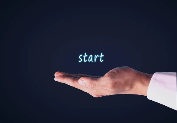 iş adamı eli başlangıç sözcüğü, iş konsepti, başlangıç konsepti 