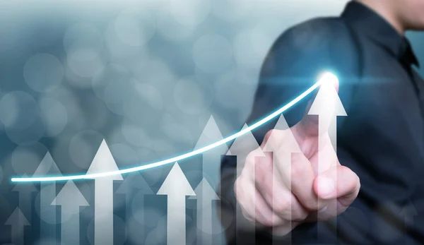 İş geliştirme başarıya ve büyüyen büyüme konseptine, iş büyüme konseptine, finans kavramına 