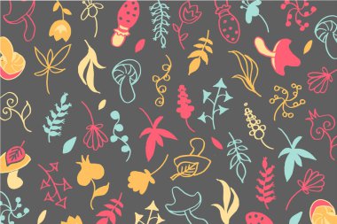 Mantar ve böğürtlenli sonbahar arkaplanı