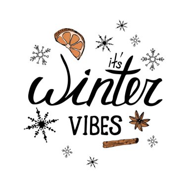 El yazısı kış mevsimlik ilham verici harfler.