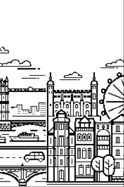 Piksel desenli şehir Londra. Hobi ve nakış işi..