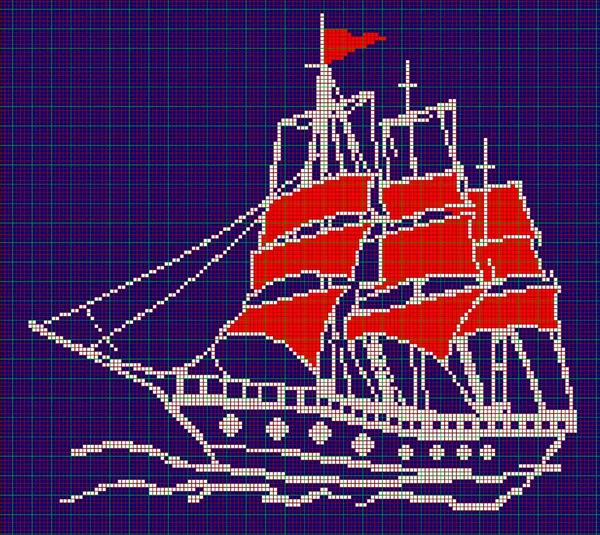 sailboat pixel art, travel and adventure,The ship is sailing in the sea