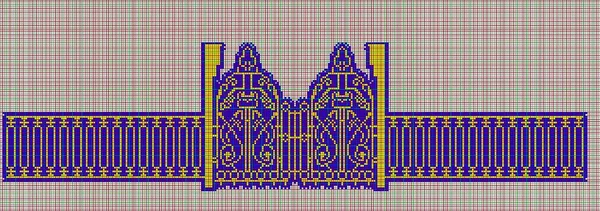 Пиксельный узор красивый забор и ворота для вязания и вышивки — стоковое фото