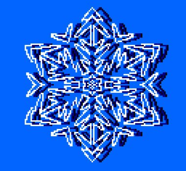 piksel çizimi kar tanesi 3D etkisi. Yüksek kaliteli illüstrasyon