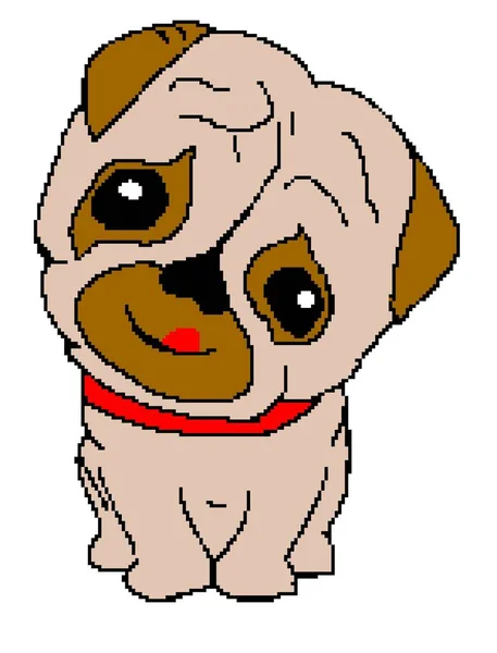 Niedlicher kleiner Hund, Pixelmuster, Baby-Strickmuster — Stockfoto