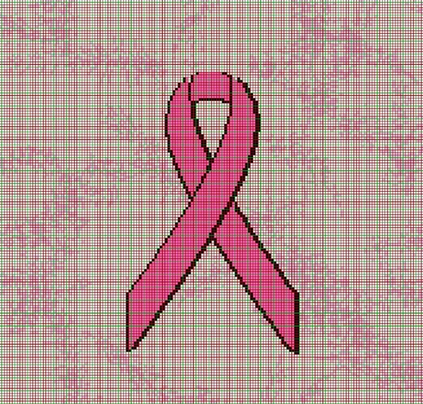 Розовая лента против рака молочной железы, пикселированный узор — стоковое фото