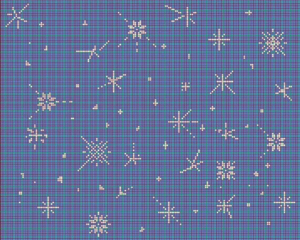 겨울 테마크고 작은 흰색 눈송이가 파란색 백그라운드 .pixel 미술, 수를 놓기 위한 삽화, 뜨개질과 아이 렌 아트, 모자이크 — 스톡 사진