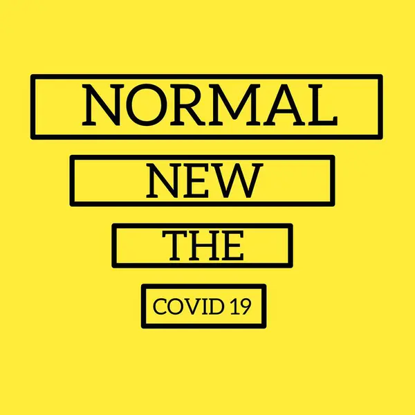 Tahta alfabe küpüyle ilgili yeni bir Normallik kelimesi. Covid-19 salgınından sonra sosyal mesafeli yeni normal, iyi hijyen.