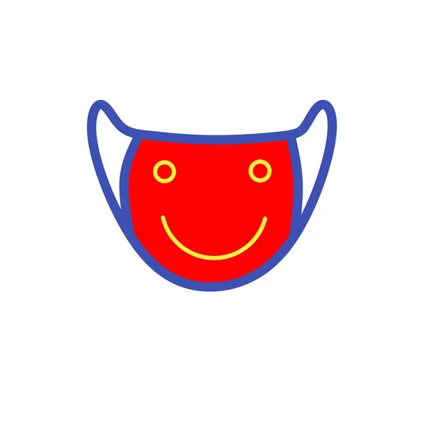 Mutlu ya da heyecanlı duygu simgesi karakterini maskelemek. Klasör mavi. Kırmızı bez. beyaz yalıtım