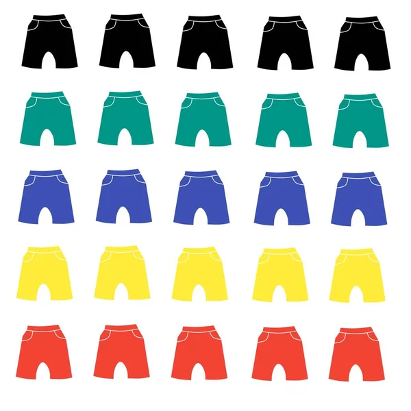 Beş beyaz yalıtım renginde illüstrasyon ve vektör şortları