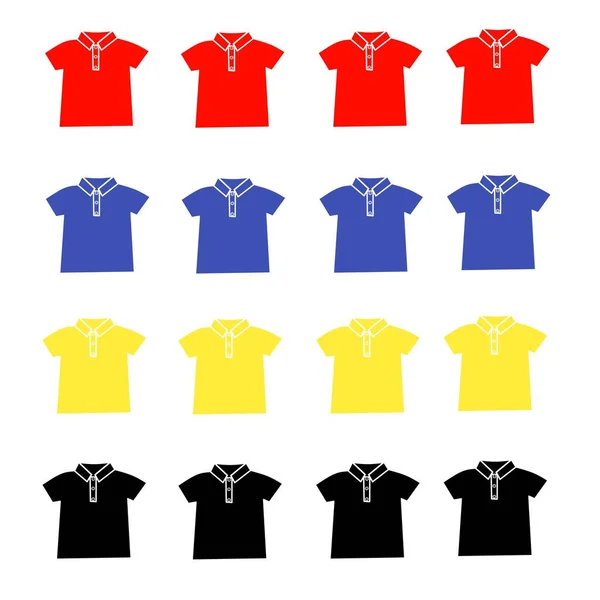 Dört renk beyaz yalıtım seçeneğiyle illüstrasyon ve vektör kısa tişörtü