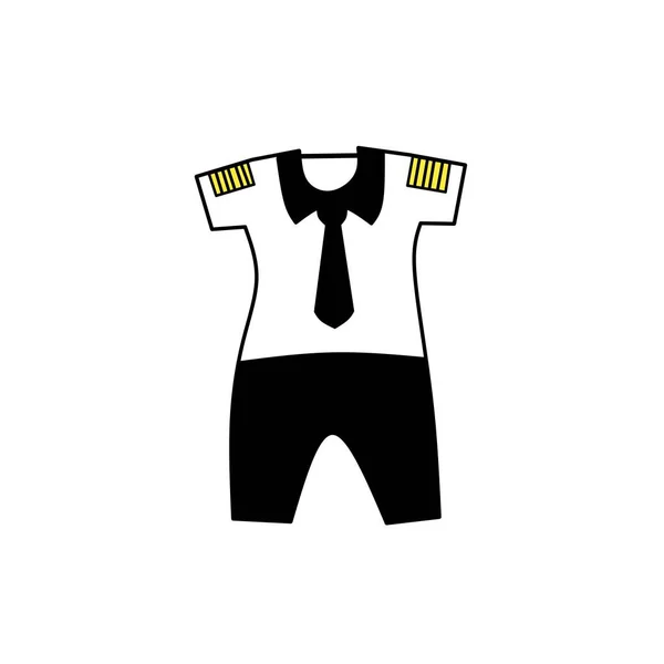 Siyah pantolonlu bir pilotun gömleğinin vektörü ve illüstrasyonunun sağ ve sol omuzlarında bir rütbesi vardır.