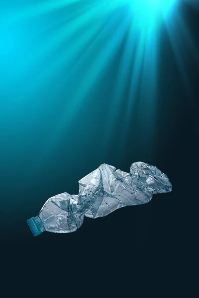Creative Background Pet Plastic Bottle Floating Sea Ocean Most Plastic — Stock Photo, Image
