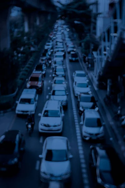 Abstraktní Rozmazání Rozostřené Dopravní Zácpa Bangkok Ulici Dopravní Špičce Noci — Stock fotografie