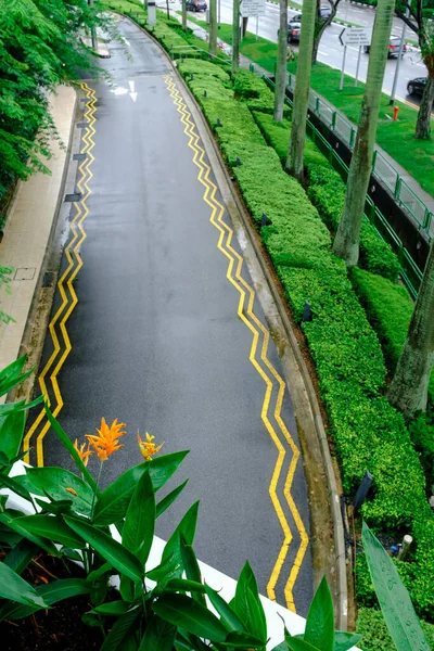 新加坡雨后街道上干净而绿色的气氛 — 图库照片