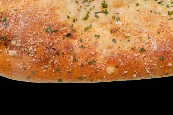 texture of garlic bread or garlic toast on black background