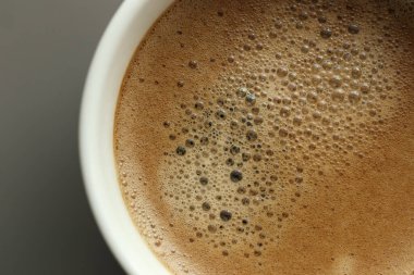 Sıcak espresso, sade kahve ya da baloncuklu çikolata, sığ alan derinliği