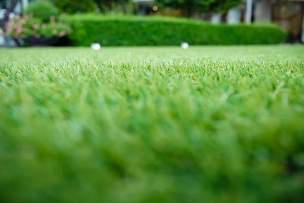 Erba Verde Artificiale Sfondo Profondità Campo Poco Profonda — Foto Stock