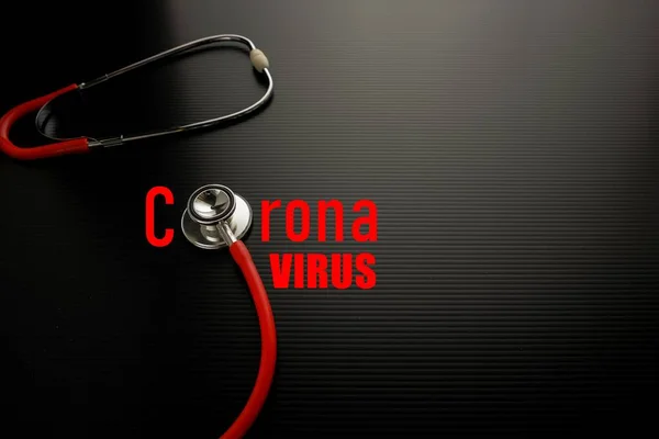 코로나 바이러스의 발생에 개념적 이미지는 중국에서 되었다 텍스트 어두운 표면의 — 스톡 사진