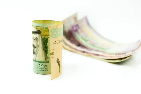 Bild Der Saudi Riyal Banknote Sr1 Stückelung Über Reflektierendem Weiß — Stockfoto