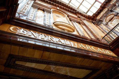 Newcastle on Tyne / UK - 8 Ocak 2020: Central Arcade Newcastle on Tyne beautiful shopping mall