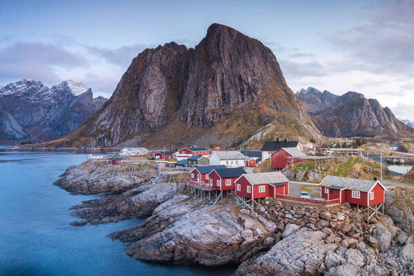 beautiful fishing town of reine at lofoten islands, norway