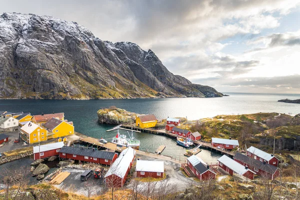 Gyönyörű Halászváros Henningsvaer Lofoten Szigetek Norvégia — Stock Fotó