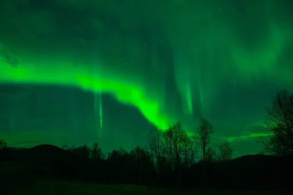 Καταπληκτικά Βόρεια Φώτα Στη Νορβηγική Νύχτα — Φωτογραφία Αρχείου