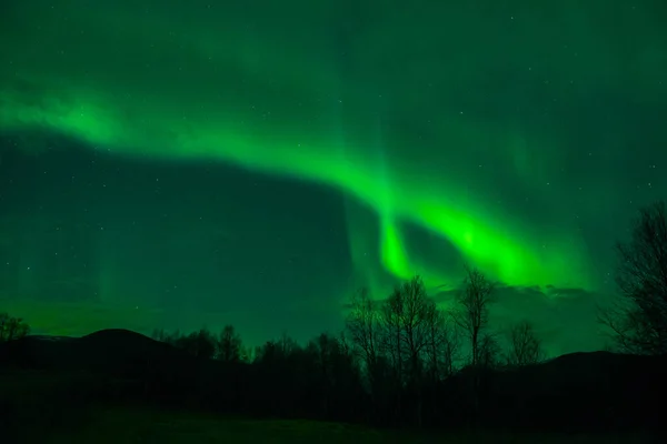 挪威夜晚令人惊奇的北极光 — 图库照片