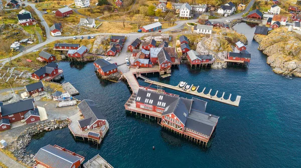 Αεροφωτογραφία Του Χωριού Reine Fishing Στα Νησιά Lofoten Νορβηγία — Φωτογραφία Αρχείου