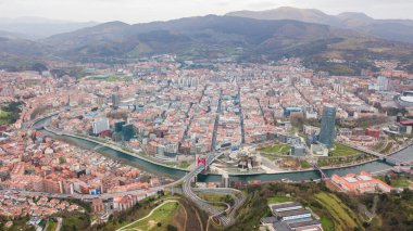 İspanya 'nın Bilbao Bask şehrinin hava manzarası