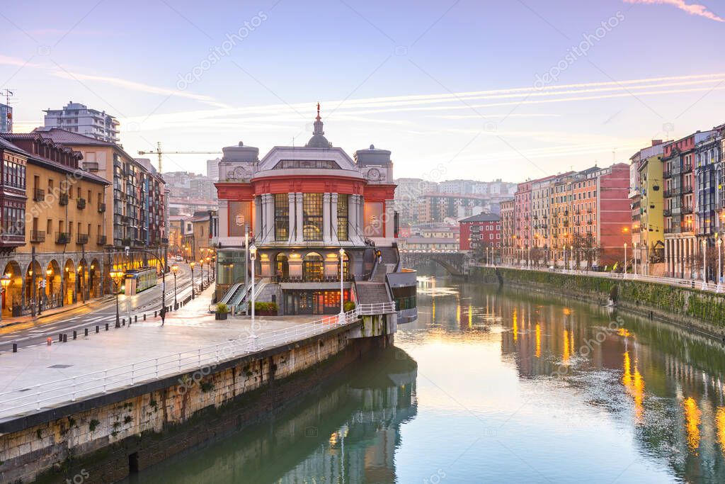 view of ribera market at morning in Bilbao, Spain