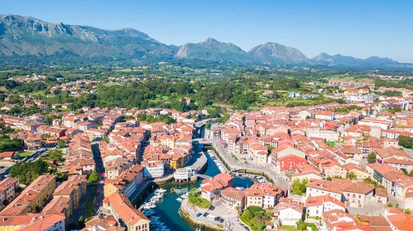 Vista Aérea Llanos Pueblo Pesquero Asturias España —  Fotos de Stock