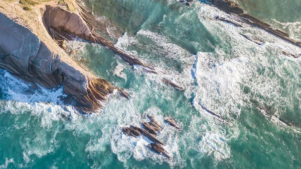 Vista Aérea Costa País Basco Zumaia — Fotografia de Stock