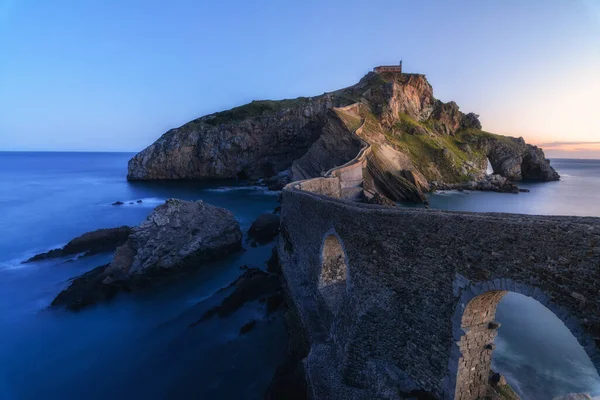 Vista All Alba Sull Isola Gaztelugatxe Nei Paesi Baschi Spagna — Foto Stock