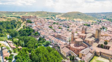 aerial view of siguenza medieval town in guadalajara, Spain clipart