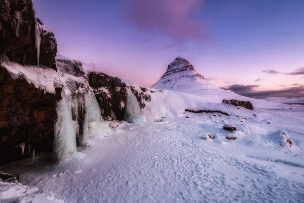 Étonnante Montagne Kirkjufell Aube Iceland — Photo