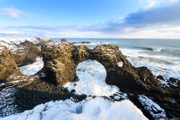 Arnastapi Paese Pescatori Inverno Iceland — Foto Stock