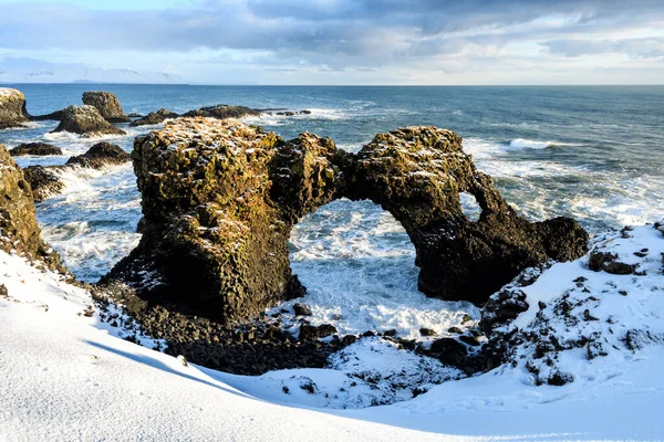 Kışın Arnastapi Balıkçı Kasabası Zlanda — Stok fotoğraf