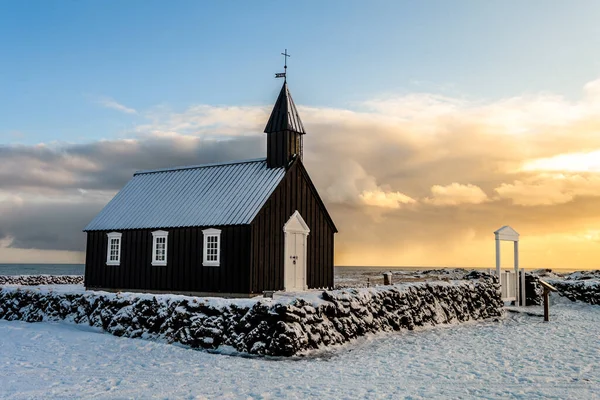 Μαύρη Εκκλησία Του Budir Στην Ισλανδία — Φωτογραφία Αρχείου