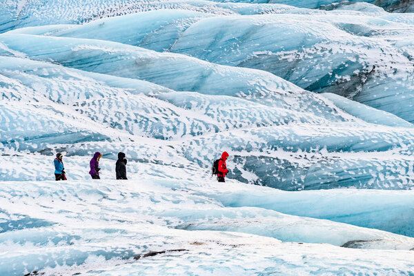 glacier tour journey at vatnajokull, iceland