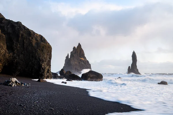 Spiaggia Vulcanica Reynisfjara Ghiandaia — Foto Stock