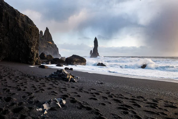 Spiaggia Vulcanica Reynisfjara Ghiandaia — Foto Stock