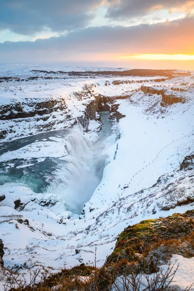 Cascade Gullfoss Des Points Repère Cercle Iceland — Photo